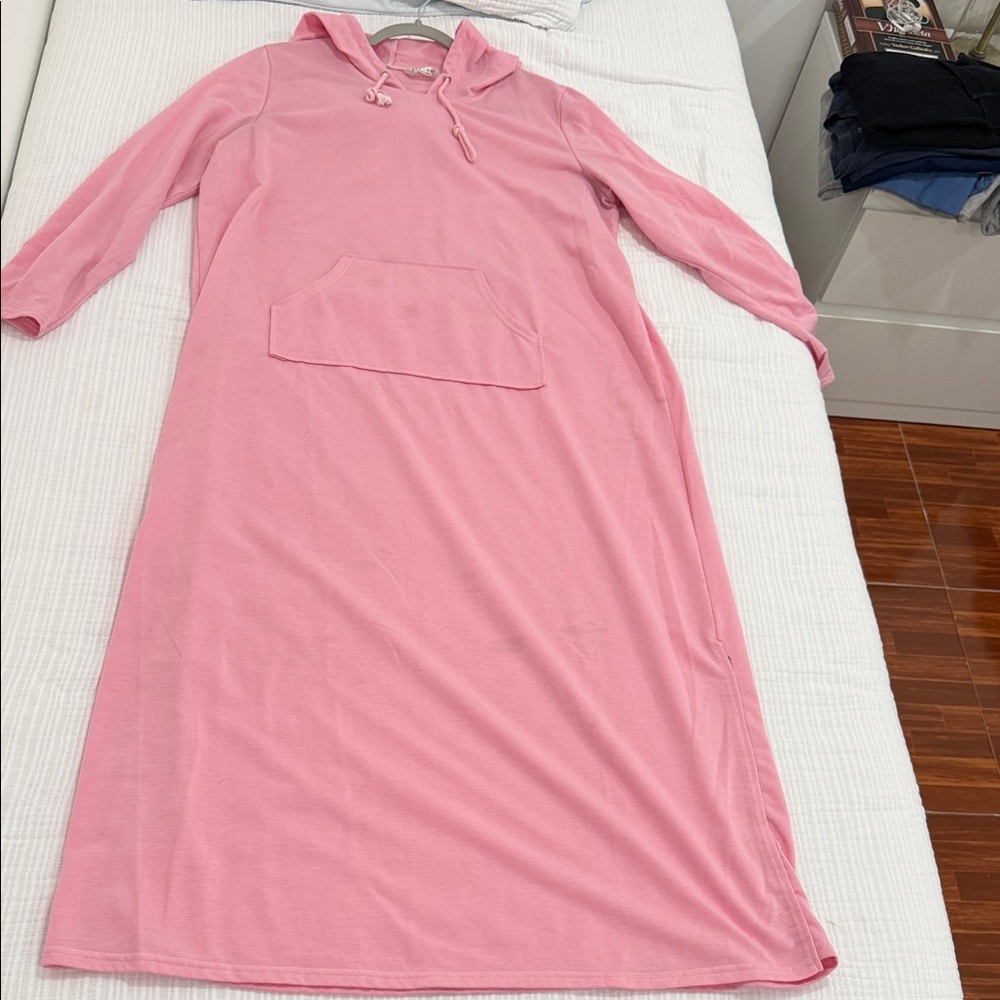 Pink Hooded Maxi Dress